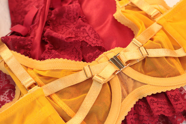 MORGAN Stretch Mesh Bra in Mango